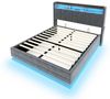 LVHOM Boxbett 140/160x200, 140x190cm, LED-Licht, multifunktionales Kopfteil, USB/-C (Samtstoff, hydraulisches Stausystem, offenes Kopfteil, Seitentaschen für die Fernbedienung, USB-/Typ-C-Ladeanschlüsse, Metallrahmen mit Holzlattenrost, 300 kg Belastba... Bild 2