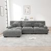 Flieks 3-Sitzer Ecksofa, Modular Cloud Schlafsofa aus Chenille mit 3 Lenden- & 2 Dekokissen, breiten Armlehnen & Ottoman, Grau Bild 2