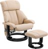Sessel 76x80x102 cm, Massagesessel mit Hocker, Bonded Leather, verstellbare Rückenlehne & 360° Drehfunktion, Creme Weiß Bild 2