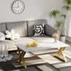 Moderner Couchtisch mit Metallrahmen, rechteckig, goldfarben, 100 x 40 x 45 cm Bild 4