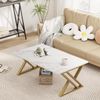 Moderner Couchtisch mit Metallrahmen, rechteckig, goldfarben, 100 x 40 x 45 cm Bild 2