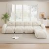 Ecksofa Modular Light Beige aus Chenille, rahmenloses 4-Sitzer Sofa mit flexiblem Lounge-Design,76x358x171 cm Bild 3