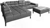 KAWOLA Sofa NELSON Ecksofa Leder anthrazit mit Hocker Recamiere links 72 x 216 x 321 cm Bild 3