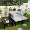 Garten-Essgruppe,Gartenmöbel-Set, Garten-Loungesessel-Set mit verzinktem Eisenrahmen,6-Sitzer, verstellbare Beine, abnehmbare Rückenlehne, modulares Sofa, Tischplatte aus verzinktem Eisen, grau Bild 3