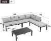 Garten-Essgruppe,Gartenmöbel-Set, Garten-Loungesessel-Set mit verzinktem Eisenrahmen,6-Sitzer, verstellbare Beine, abnehmbare Rückenlehne, modulares Sofa, Tischplatte aus verzinktem Eisen, grau Bild 5
