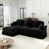 Ecksofa aus Chenille in Schwarz mit abnehmbarem Rüschenrock, 272 x 140 x 93 cm, und beweglichem Kissen Bild 3
