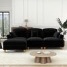 Ecksofa aus Chenille in Schwarz mit abnehmbarem Rüschenrock, 272 x 140 x 93 cm, und beweglichem Kissen Bild 2