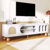 TV-Schrank 170x47x37 cm mit Rattan-ähnlichen Türen und Glasschiebetüren Bild 4
