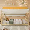 Hausbett mit Lattenrost und Zelt, 90x200 cm, Kinderbett mit Zaun, Holzbett, Einzelbett, Kiefer Bild 3