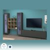 Dmora Ausgestattete Wand Atella, 3-türiges TV-Ständer-Wohnzimmerset, Mehrzweck-Wohnzimmermöbel mit Vitrine und LED-Licht, 100 % Made in Italy, 350 x 30 x 180 cm, Anthrazit und Ahorn, Bild 4