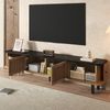 Merax 190cm TV-Schrank, TV-Ständer, TV-Paneel, niedriger TV-Schrank. Zwei Schiebetüren, zwei Gittertüren, einzigartiges Design, Eichenholzfarbe Bild 2