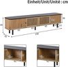 Merax 190cm TV-Schrank, TV-Ständer, TV-Paneel, niedriger TV-Schrank. Zwei Schiebetüren, zwei Gittertüren, einzigartiges Design, Eichenholzfarbe Bild 4