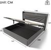 Merax Hydraulisches Polsterbett 140x200 Stauraumbett Doppelbett aus Leinen mit USB Typ C Ladefunktion & Lattenrost Grau Bild 2