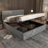 Polsterbett 140x200 cm Samt mit hydraulischem Bettkasten und Lattenrost, schlichtes graues Design, Kopfteil 88–98 cm Bild 3