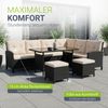 Juskys Polyrattan Lounge Manacor schwarz – Gartenlounge mit Sofa, Tisch, 2 Hocker & Kissen, inkl. Abdeckung – Gartenmöbel Set bis 8 Personen – Sitzbezüge in Creme Bild 5