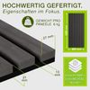 TRESKO® 4 Stück Akustikpaneele Holz 120×60 cm inkl. 8x Kleiderhaken | Wandverkleidung Eiche Eiche Anthrazit als 3D Lamellenwand | Holzpaneele Paneele für Schallschutz | Akustik Wandpaneele mit Montageset Bild 2