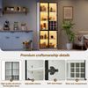 Merax 200cm Vitrine, Glasvitrine mit Glastüren mit LED, Hochschrank , Bücherschrank, Standvitrine, Weinschrank Eleganter Sideboard mit Doppeltüren, Glasregal und Weinhalterung, weiß Bild 5