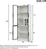 Merax 200cm Vitrine, Glasvitrine mit Glastüren mit LED, Hochschrank , Bücherschrank, Standvitrine, Weinschrank Eleganter Sideboard mit Doppeltüren, Glasregal und Weinhalterung, weiß Bild 4