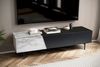 Lowboard Schwarz mit Marmor-Dekor in Weiß 150 x 40 x 40 cm TV-Kommode Modern, Design TV-Schrank Niedrig, Fernsehtisch Fernsehschrank mit Türen & Schublade, Fernsehkommode Wohnzimmer Bild 3