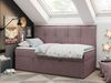 Kinderbett BANCO, Boxspringbetten für Kinderzimmer, Jugendbett, Einzelbett mit Matratze - Rosa Stoff - Topper T25 Bild 3