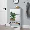en.casa Schuhschrank Lund 102,5 x 63 x 17 cm Verspiegelt Weiß Bild 5