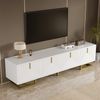 TV-Schrank Lowboard mit Goldakzenten, weiß strukturiert, 160x38x44,5 cm Bild 4