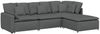 vidaXL Modulares Sofa mit Fußhocker Kissen Stoff Dunkelgrau 3321178 Bild 2