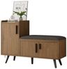 OKWISH Schuhbank mit mehreren Ebenen zur Aufbewahrung (Schuhtruhe Sitzbank mit drei Stauraumtüren, 1-St, 3 Türen, 100 x 34 x 68,5 cm), mit Sitzbank, verstellbare Böden, asymmetrischen Metallgriffen Bild 5
