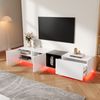 Moderner TV-Schrank weiß/schwarz, 190x40x35 cm, mit Schubladen & Regalen Bild 4