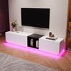 Moderner TV-Schrank weiß/schwarz, 190x40x35 cm, mit Schubladen & Regalen Bild 3