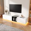 Moderner TV-Schrank weiß/schwarz, 190x40x35 cm, mit Schubladen & Regalen Bild 2