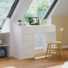 Bellamio 'Livny' Schreibtisch mit 5 Schubladen, beidseitig montierbar, weiß geriffelt, 75x53x110 cm, Computertisch mit Stauraum, Bürotisch mit Push-to-open, geeignet als Schminktisch