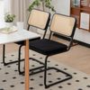 LVHOM Freischwinger 2er Set Esszimmerstuhl, Retro Küchenstuhl mit Chromgestell & Rattan-Rückenlehne, gepolsterter Samtsitz, stapelbar, moderne Wohnzimmerstuhl, Schwarz Bild 2