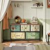 FUROKOY Kommode Stauraumschrank,Schrank Schlafzimmer,Metallrahmen,Retro Stil, Blumenmuster,5 Schubladen Bild 2
