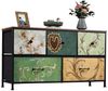FUROKOY Kommode Stauraumschrank,Schrank Schlafzimmer,Metallrahmen,Retro Stil, Blumenmuster,5 Schubladen Bild 5
