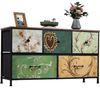 FUROKOY Kommode Stauraumschrank,Schrank Schlafzimmer,Metallrahmen,Retro Stil, Blumenmuster,5 Schubladen Bild 4