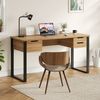 Flieks Schreibtisch rechteckige Tischplatte aus MDF, Beine aus Stahl (130 x 55 x 76 cm, 1-St, 1 Tisch), Bürotisch mit 3 Schubladen Computertisch Arbeitstisch Holzoptik Natur Bild 2