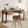 Flieks Schreibtisch rechteckige Tischplatte aus MDF, Beine aus Stahl (130 x 55 x 76 cm, 1-St, 1 Tisch), Bürotisch mit 3 Schubladen Computertisch Arbeitstisch Holzoptik Natur Bild 4