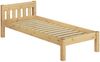 Erst-Holz Einzelbett Natur 100x200 Bett, Federleisten-Rollrost, Matratze Senkrechte Balken Bild 3