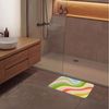 OnlyWow Badematte Linien - Pastelltöne - Wellenförmig, Höhe 10 mm, Polyester, Rechteckig, Badezimmerteppich, Badteppich, Rutschfest, Badvorleger, Waschbar Bild 4
