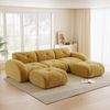 3-Sitzer Modulsofa in U-Form H 76 x T 281 x B 171 cm aus Chenille, rahmenlos, mit 2 Hockern, gelb Bild 2