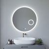 AQUABATOS Wandspiegel Badspiegel mit Beleuchtung rund Lichtspiegel Bad badezimmerspiegel, 3-fach-Vergrößerung,Kaltweiß,dimmbar,Digitaluhr,beschlagfrei Bild 5