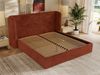 Polsterbett Bett mit Holzlattenrost Schlafzimmer Bett Doppelbett gepolstertes Kopfteil Pocket Matratze - EMORA CLASSIC - 200x200 cm - Orange Plüsch - VIRE LUX Bild 3