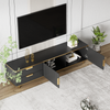 TV-Schrank 170x45x37 cm Schwarz/Gold mit Schubladen und geschnitzten Türen Bild 5