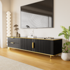 TV-Schrank 170x45x37 cm Schwarz/Gold mit Schubladen und geschnitzten Türen Bild 3
