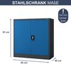 Aktenschrank abschließbar BEATA - 3 Ebenen verstellbar, Flügeltüren | Metallschrank Werkstatt Mehrzweckschrank Büroschrank aus Stahl Werkzeugschrank, 93x90x40cm Anthrazit-Blau Bild 2