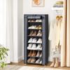 SONGMICS Schuhregal mit 7 Ebenen, 28 x 46 x 126 cm, Schuhschrank, Schuhaufbewahrung, mit staubdichtem Überzug, Schuh-Organizer, für High Heels, Sportschuhe, Metallgestell, grau RXJ024G02 Bild 3