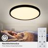 ZMH LED Deckenleuchte Flach Schwarz - 28W Dimmbar Deckenlampe Rund mit Fernbedienung 3000-6500K Ø30 CM Badezimmerlampe für Küche Esszimmer Flur Schlafzimmer Badezimmer Bild 5