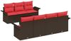 vidaXL Gartensofa-set mit Kissen 8 pcs Beige und Rot Poly-Rattan 3353943 Bild 2