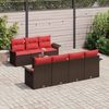 vidaXL Gartensofa-set mit Kissen 8 pcs Beige und Rot Poly-Rattan 3353943 Bild 3